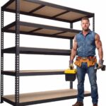 PrimeZone 47" W x 23.6" D x 71" H Large Heavy Duty Storage Shelves - 5 Tier Adjustable Garage Storage Shelving, Metal Storage Utility Rack Shelf Unit for Warehouse Pantry Closet Kitchen, Black