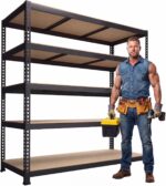 PrimeZone 47" W x 23.6" D x 71" H Large Heavy Duty Storage Shelves - 5 Tier Adjustable Garage Storage Shelving, Metal Storage Utility Rack Shelf Unit for Warehouse Pantry Closet Kitchen, Black
