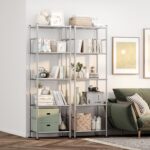 Sakugi Storage Shelves - Set of 2, 5-Tier Metal Shelf Organizer, Space-Saving Garage Shelving with Leveling Feet, Standing Shelves Organizer for Kitchen, Laundry, Pantry (18.1"x12.3"x56.8", Silver) - Image 2