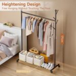 Portable Heavy Duty Clothes Rail For Bedroom, Home & Shops, 50KG Load Clothes Rack With Storage Shelf, 4 Hooks, Metal Clothing Rail For Hanging Garments, Dresses, Coats - Image 7