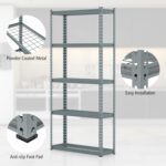 Goplus 5-Tier Metal Shelving Unit, Heavy Duty Wire Storage Rack with Anti-Slip Foot Pads, Height Adjustable Shelves for Warehouse, Kitchen, Living Room, Garage, 12" D x 35.5" W x 72" H - Image 6