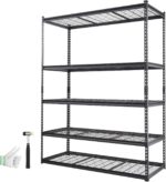 VEVOR Storage Shelving Unit, 5-Tier Adjustable, 2000 lbs Capacity, Heavy Duty Garage Shelves Metal Organizer Wire Rack, Black, 60" L x 24" W x 78" H for Kitchen Pantry Basement Bathroom Laundry Closet - Image 9