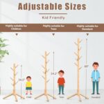 Haddockway Wooden Coat Rack Stand with 8 Hooks New Zealand Pine Adjustable Coat Standing Tree Easy Assembly for Coats, Hats, Scarves and Handbags for Entryway, Hallway, Bedroom, Office - Image 5