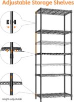 MZG 567kg Capacity Heavy Duty 5-Tier Metal Storage Shelving Unit, Adjustable Steel Wire Rack Organizer for Home, Kitchen, or Office (Black,35L x 60W x 160H cm) - Image 4