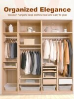 HOUSE DAY Premium Wooden Hangers 10 Pack Walnut Coat Hangers Wood Clothes Hangers Smooth Finish Wood Hangers for Closet Heavy Duty Hangers Suit Hangers for Clothes, Jacket, Shirt, Tank Top, Dress - Image 7