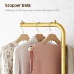 YATINEY L Shaped Glod Coat Rack, Metal Coat Tree, Modern Clothes Rack with 3 Hooks and Thickened Base, Floor Standing Coat Hanger Stand, for Entryway, Living Room, Cloakroom, Gold and White YM01DWY1 - Image 4