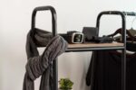 IRIS Metal Garment Rack with Wood Shelves, Black and Dark Brown, PI-B3 - Image 8