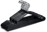 HOUSE DAY Metal Hangers Plastic Hangers 10 Pack - Black Shirt Hangers for Clothes Space Saving Clothes Hangers Rubber Coat Hangers for Adult Heavy Duty Hangers Strong Anti-Slip Hangers Wire Hangers