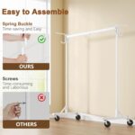 Hoctieon Z Clothes Rack with Cover, Metal Heavy Duty Clothing Rack, Rolling Garment Rack with Wheels, with Dustproof Cover Waterproof Protector, 2 Durable Zippers, for Hanging Clothes, White - Image 5
