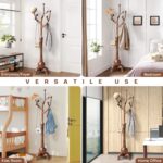 Coat Rack Freestanding Wood Tree Rack with 8 Hooks, Creative Design Tree Branch-look, Coat Tree Clothes Hanger Stand with Stable Sphere Base for Entryway, Hallway, Bedroom - Load 160lbs (Walnut Brown) - Image 6