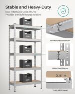 SONGMICS 5-Tier Storage Shelves, Garage Storage, Boltless Assembly, Adjustable Shelving Unit, 11.8 x 29.5 x 59.1 Inches, Load 1929 lb, for Shed Warehouse Basement Kitchen, Silver UGLR300E01 - Image 4