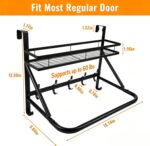 Over The Door Clothes Hanger, Metal Over The Door Hangers for Clothes with 7 Hooks1 Storage Basket For Clothing Hanger Drying Racks for Laundry, Bedroom, Washroom wait（black） - Image 2