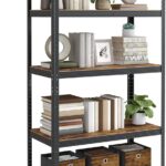 SONGMICS Shelving Unit, 50 x 100 x 200 cm, 875 kg Load Capacity (175 kg per Shelf), Industrial, Adjustable Storage Shelves, for Living Room, Kitchen, Garage, Rustic Brown and Black GLR050B11