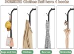Clothes Rail, Portable Clothes Rack with Hook and Metal Storage Shelf, Heavy Duty Clothes Rail on Wheels, Clothing Rail Clothes Rails for Bedroom, Hanging Rails for Clothes, Holds up to 40 kg, Black - Image 4