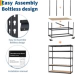 PeakPursuit Storage Shelving Unit, 5-Tier Adjustable Metal Storage Shelves, 60" L x 24" W x 72" H Heavy Duty Garage Storage Shelves for Kitchen Pantry Basement Bathroom Laundry - Image 8