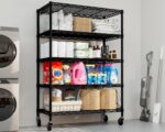 61cm x 46cm x 183cm Wire Shelf with Wheels, 5 Tier Adjustable Heavy Duty Metal Storage Shelves, Kitchen Utility Shelf Organizer Pantry Rack for Closet Garage Laundry Room, Black ﻿ - Image 8