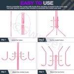 Swpeet 1 Pack 68'' Coat Rack, Freestanding Hat Rack, Clothing Rack, Metal Coat Tree Stand Kit Contains 11 Hook 2 Tube 22 Pipe Sleeve 22 Screw 22 Gasket 1 Pipe Plug 1 Hex Wrench for Jacket, Bag, Pink - Image 4