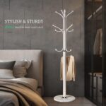 Jorunb Coat Hanger Stand Bedroom Clothes Hanger Stand Metal Coat Rack Stand Free Standing Hall Tree for Hanging Scarf, Bag, Jacket, Home Entry-way Hat Hanger Organizer (small, white) - Image 6