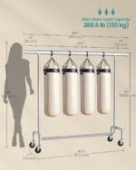 SONGMICS Clothes Rack with Wheels, Heavy-Duty Garment Rack with Extendable Hanging Rod, 286.6 lb Load Capacity, 17.7 x (43.3-59.1) x 64.1 Inches, Chrome-Plated, Silver UHSR11S - Image 6