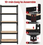 Yaheetech Storage Shelves 5 Tier Garage Shelving Heavy Duty Garage Shelves Adjustable Metal Shelving Unit Utility Rack Industrial Shelving for Warehouse Pantry Closet, 27.5"W x 12"D x 60"H, Black - Image 7