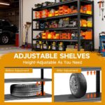 48''W Garage Shelving, 5 Tier Heavy Duty Storage Shelves,88''H Metal Garage Shelves Units,3000 lbs Adjustable Standing Shelf with Thickened Double-Layer Posts, for Garage,Basement, Warehouse,Black - Image 5