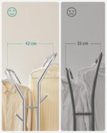 SONGMICS Clothes Rail, Clothes Rack, Double Clothes Hanging Rail, Heavy-Duty Metal Frame, with Wheels and Shelf, 100 kg Total Max. Load, 103.5 cm Wide, Clothing Storage, Silver HSR107E01 - Image 4