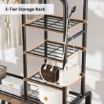 Double-Rail Clothes Rack, Multifunctional Heavy-duty Garment Rack with Wheels, Hanger with Side Hooks, Easy to Assemble, for Home Office Bedroom (black-130) - Image 5