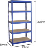 Monster Racking 3 Bays 90cm Warehouse Shelves Storage Garage Shelving Unit Steel 5 Tier - Image 2