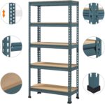 Yaheetech 2pcs Heavy Duty 5 Tier Garage Shelving Units,Racking shelves for Home/Office/Workshop/warehouses,150KG Per Shelf/750KG Capacity,140cmx30cmx150cm（LxWxH,Neptune Blue - Image 7