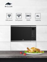 MILLEN Microwave Oven, 25L, 3Y Warranty, Black and Stainless Steel Finish, Touch Control, 900W Microwave Power, 1200W Grill Power, 8 Automatic Programs, MBW 255 IX - Image 2