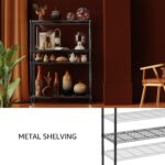 IZEUK 1400 LBS Garage Black Shelving Wide Storage Shelves 4 Tier Adjustable Heavy Duty Metal Wire Rack Standing Shelf Unit for Kitchen Office College Dorm Garage Warehouse 15.8" x 45.8"x 59.4" - Image 7