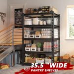 2020LBS Storage Shelves 5 Tier Garage Shelving Heavy Duty Adjustable Garage Shelves, Utility Rack Shelf, Shelving Units for Storage Warehouse Pantry Closet, 35.5" W x 11.9" D x 72" H, Black - Image 6