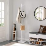 VASAGLE Coat Rack, Solid Wood Coat Stand, Free Standing Hall Coat Tree with 8 Hooks for Coats, Hats, Bags, Purses, for Entryway, Hallway, Rubberwood Hooks and Pole, White RCR010W02 - Image 2