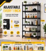 STORACK Height Adjustable 6-Shelf Heavy Duty Boltless Flodable Wire Shelving Rack Shelves - Black (Steel, Black Coated Chrome Finish), Tiered Shelf - Free Standing 24X14X72 inch - Image 3