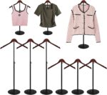 6 Pack T Shirt Display stand for Vendors, Adjustable T shirt Shoulder Stand, Portable Hanging wooden Clothes Rack, Flexible Hanger Rack for Clothing Dress Jacket Coat Retail 16.5-31 Inch, Black