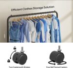 Simple Trending Standard Clothes Clothing Garment Rack with Storage Shelves, Rolling Clothes Organizer on Wheels for Hanging Clothes, Black - Image 4