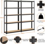 Yaheetech Garage Storage Shelves 5 Tiers Industrial Adjustable Racks for Garage/Warehouse/Living Room/Kitchen With Gloves, 90 x 30 x 180cm, Black - Image 6