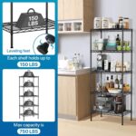 5-Tier Wire Shelving Unit Storage Shelves ，Adjustable Garage Storage Rack, Rust-Resistant Steel Wire Shelves for Kitchen, Bathroom, Laundry Room, Easy Assembly Space-Saving Design - Image 6