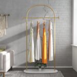 TIEOU Metal Gold Coat Rack Freestanding, Entryway Coat Rack Stand, Hat Coat Hanger Stand, Hall Tree Coat Rack, Small Clothing Rack, Clothes Garment Rack, Modern.
