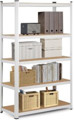 DAYONG Storage Rack, Heavy Duty 5-Shelf Storage Unit, Metal Shelves Laminated Shelf Industrial Utility Rack for Garage, Pantry, Kitchen, Workspace, 183cm H x 90cm W x 40cm D