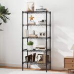 DUMOS 5-Tier Metal Wire Storage Shelves, Adjustable Standing Storage Rack Shelf, Heavy Duty Steel Shelving Unit Organizers for Kitchen Bathroom Pantry Garage, 23.2" W×13.4" D×59.8" H, Black - Image 7