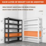 Heavy Duty 5-tier Metal Shelving Unit - Adjustable Storage Rack For Garage, Basement & Workshop Organization - Sturdy White Shelf, 48 W X 16 D X 72 H Black W48 xD20 xH72 - Image 2