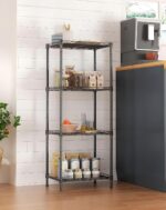 4 -Tier Shelf Carbon Steel Shelving Unit Adjustable Heavy Duty Wire Shelf Metal Height Shelves Unit Metal Storage Rack Durable Organizer (Black)