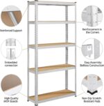 Yaheetech Garage Shelves 5-Tire Utility Rack Adjustable Shelving Unit for Home Office Garage, with Gloves, 90 x 30 x 180cm, Silver - Image 6