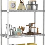 4 Tier Storage Shelving Garage Shelves Wire Shelving Unit Adjustable Metal Storage Shelving Racks Units Heavy-Duty 2200 LBS Shelf rganize,for Pantry Garage Laundry Bathroom Kitchen School Closet