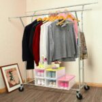 Heavy Duty Double Rail Clothing Garment Rack, Load Capacity Commercial Grade Clothing Garment Racks Heavy Duty Double Rails Adjustable Collapsible Rolling Clothes Rack on Wheels - Image 4