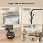 Double-Rail Clothes Rack, Multifunctional Heavy-duty Garment Rack with Wheels, Hanger with Side Hooks, Easy to Assemble, for Home Office Bedroom (black-130) - Image 4