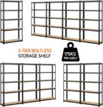 Yaheetech Garage Storage Shelves 5 Tiers Industrial Adjustable Racks for Garage/Warehouse/Living Room/Kitchen With Gloves, 90 x 30 x 180cm, Black - Image 8