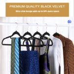 GVTECH Premium Velvet Hangers, [50 Pack] Non Slip and Heavy Duty Velvet Suit Hangers (45cm) with Tie Bar, 360° Swivel Hooks, Sturdy to Hold Jumper, Pullovers, Jackets & Hoodies (50 Pack, Black) - Image 7