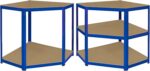 Monster Racking T-Rax Corner Unit & Pack of 2 Garage Shelving Unit Extra Wide - 5 Tier Heavy Duty Rack for Storage Steel Utility Shelves | Metal & MDF Boltless Assembly System | 180cm x 90cm x 45cm - Image 5